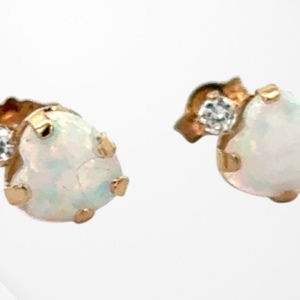 10K Yellow Gold Opal/CZ Earrings