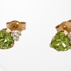 14KYG Yellow Gold Peridot/CZ Stud Earrings