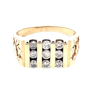 Gents 14K Yellow Gold 1.0 Carat TW Diamond Nugget Ring