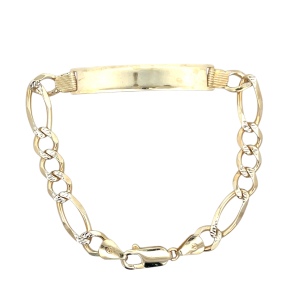 10K Yellow Gold  8 in. Figaro Link ID Bracelet