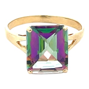14K Yellow Gold Ladies Mystic Topaz Gemstone Ring