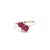Ladies 10K Yellow Gold Twin Red Heart Gemstone Ring SZ:7