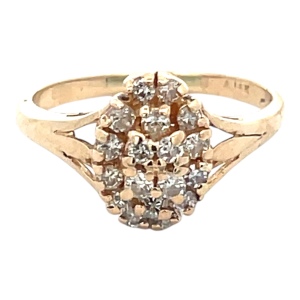 Ladies 14K Yellow Gold 1/2 Carat TW Diamond Cluster Ring