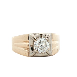 Gents 14K Yellow Gold 1-1/4Ct Diamond Solitaire Cocktail Ring SZ:11, 10.7g