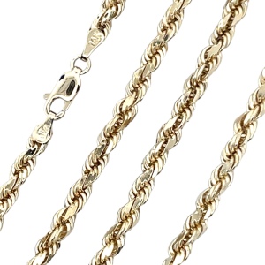 10K Yellow Gold 20 in. 4.8mm Hollow Diamond Cut Rope Chain 9.1g