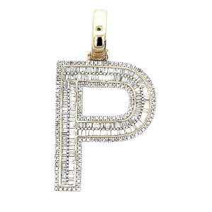 10K Yellow Gold "P" 1.0CTW Diamond Pendant