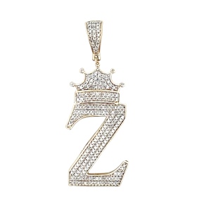 10K Yellow Gold "Z" Crown 1.0CTW Diamond Pendant