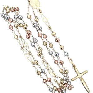 14K Tri-Color Gold 26 in. Rosary
