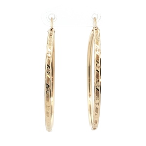 10K Yellow Gold 1-1/2 in. Wire Hoop Earrings 3.3g