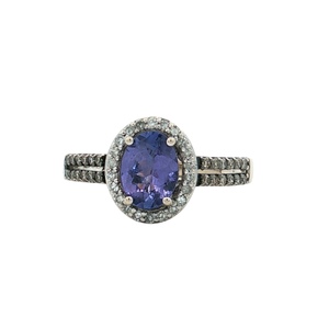 Ladies 14K White Gold 1/4CTW Diamond and Tanzanite Gemstone Ring SZ:7