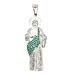 Sterling Silver 925 St. Jude Pendant W/Green & White CZ's