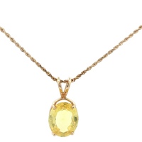 14K Yellow Gold  18 in. Oval Yellow Quartz Gemstone Necklace 8.6g