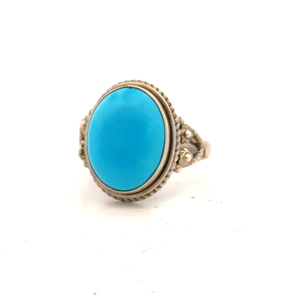 925 Silver Lab-Created Turquoise Gemstone Ring SZ:11