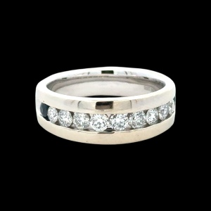 Vera Wang Love Collection 14K White Gold Blue Sapphire & 1.0CTW Diamond Gents Ring SZ:10, 8mm