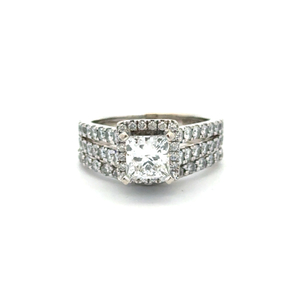 Vera Wang 14K White Gold 2-1/2CTW Lab-Diamond Princess Halo Bridal Set SZ: 6.5
