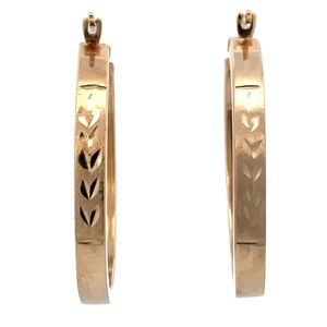 14K Yellow Gold  Oval Square-Tube Earrings 2.9g