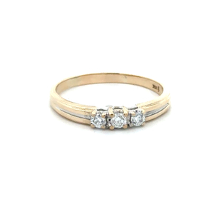 Ladies 14K Yellow Gold 1/4CTW Three-Diamond Anniversary Ring SZ:11