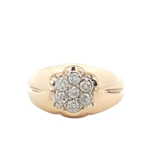 Gents 14K Yellow Gold 7-Diamond 1/2CTW Kentucky Cluster Ring SZ:8.5