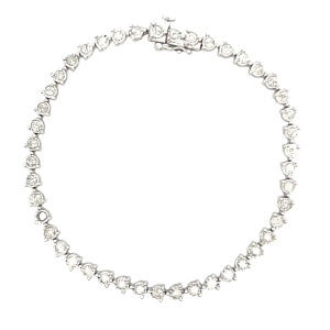 10K White Gold 1-1/2CTW 7 in. Diamond Tennis Bracelet 8.9g