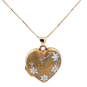 10K Yellow Gold  Heart Locket on a 22 in. Box Chain 2.8g