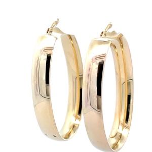 14K Yellow Gold 1-1/4 in. Oval Hoop Earrings