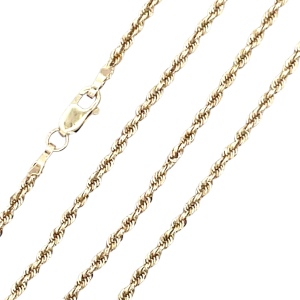 14K Yellow Gold 20 in. Diamond Cut Rope Chain 1.6g