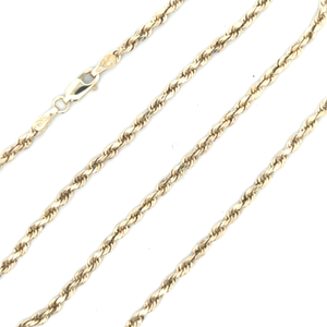 10K Yellow Gold 2.8mm Hollow Diamond-Cut Rope 21 in. Chain 4.3g