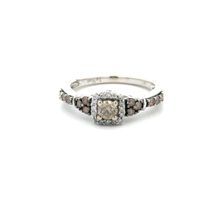 Levian 14K White Gold .70CTW White & Chocolate Diamond Engagement Ring SZ:7