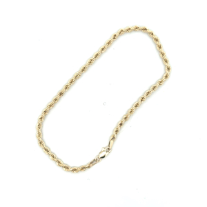 10K Yellow Gold 8.5 in. Hollow Rope Link Bracelet 1.7g