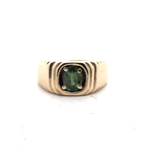 Gents 14K Yellow Gold Peridot Gemstone Cocktail Ring SZ:10