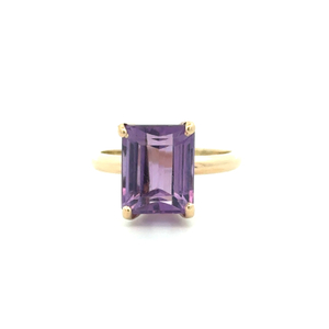18K Yellow Gold Amethyst Gemstone Fashion Ring