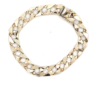 14K Yellow Gold 8 in. 10mm Square Curb Link Bracelet 21.5g