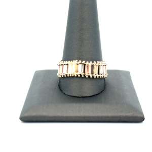 10K Tri-Color Gold Flex-Panel Mesh Ring SZ:13