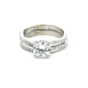 Charles & Covard 14K White Gold 2.5CTW Forever One Moissanite Bridal Set SZ:8.5