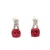 14K White Gold Red & Clear Crystal Earrings 3.2g