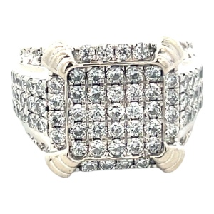 10K White Gold  3.0Carat TW Diamond Cluster Ring