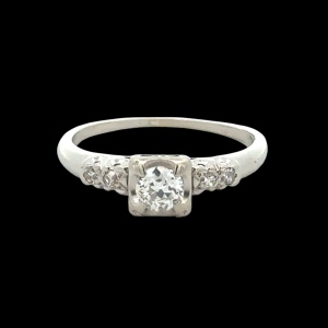 Ladies Traditional 14K White Gold 1/3CTW Euro-Cut Diamond Wedding Ring SZ: 7.5