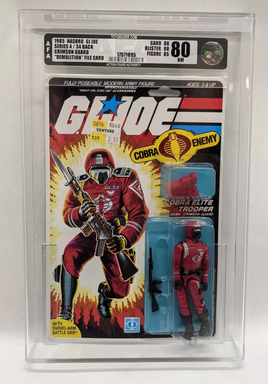 Hasbro GI Joe 1985 Crimson Guard Series 4 34 Back RARE Demolition Card AFA 80