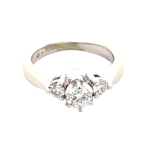 14K White Gold 3-Diamond 1/2 Carat TW Wedding Ring 