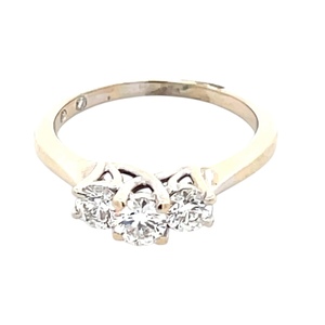 18K White Gold 1.0 Carat TW 3-Diamond Wedding Ring With Hidden Diamond
