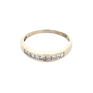 14K White Gold 1/2 Carat TW Princess-Diamond Band SZ:9