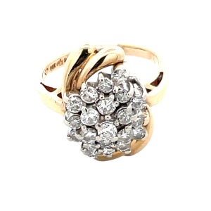 14K Yellow Gold 1.0 Carat TW Diamond Cluster Ring
