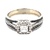 Stunning 14K White Gold White & Black Diamond Princess Halo Bridal Set