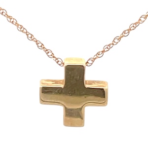 14K Yellow Gold 16 in. Square Cross Necklace