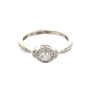 10K White Gold 1/4 Carat TW Diamond Halo Engagement Ring 