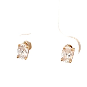 14K Yellow Gold 1-1/2 Carat Oval Cubic Zirconia Earrings