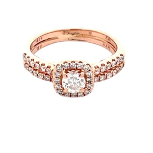 14K Rose Gold 1/2 Carat TW Diamond Halo Bridal Set