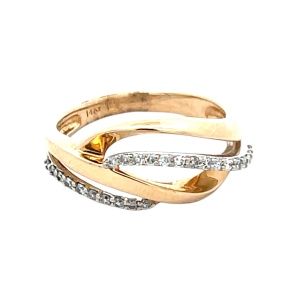 14K Yellow Gold 1/5 Carat TW Diamond Crossover Ring