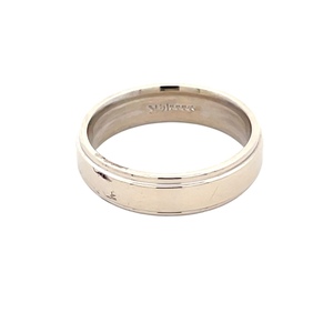14K White Gold 6mm Plain Wedding Band SZ:10