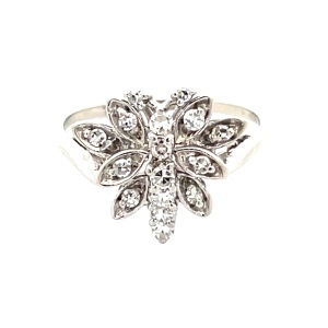 Vintage 14K White Gold 1/3 Carat TW Diamond Cocktail Ring SZ:8